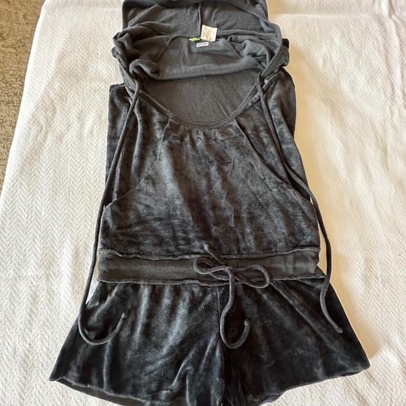 Becca Velour Romper/Bathing Suit Coverup, Size Small, Black - Picture 1 of 14